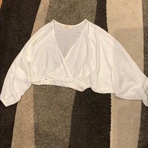 Long sleeve white crop top